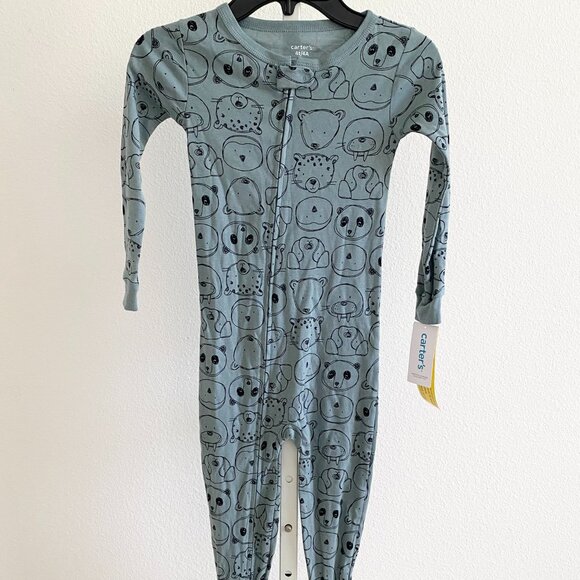 Carter's Toddler Boys Animal Print One-Piece Footed Pajamas Size 4T Snug Fit - Picture 2 of 5
